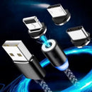 Cabo Magnético 3 em 1 para iPhone, Micro USB e Tipo-C